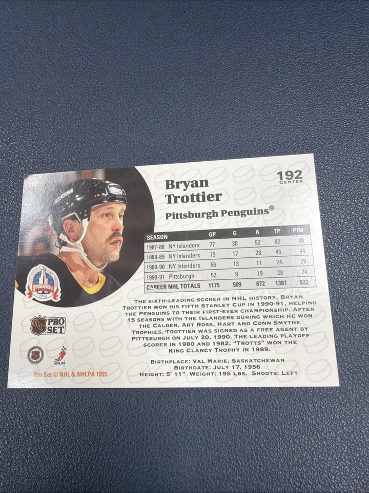 Bryan Trottier 1991-92 Pro Set #192 Pittsburgh Penguins - Image 2 of 2
