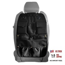 Car Seat Back Organizer with Multiple Storage Pockets, Black Mesh and Fabric,