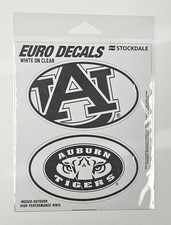 Auburn University Tigers 2-Piece White and Clear Euro Decal Sticker Set,...