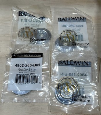 Baldwin 4902-260-BIN 1.5'' Knob Handle Back Plate Polished Chrome ( Lot of 4 )