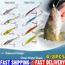 4/8PCS Ice Fishing Jigs Lures Heads Walleye Fish Lures Crappie Jigs Storage Box