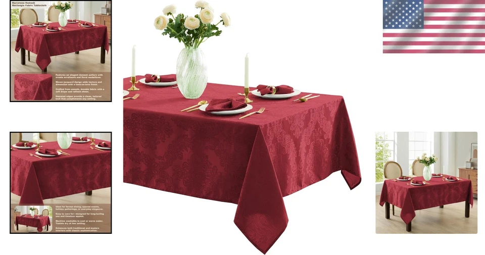 Barcelona Damask Fabric Tablecloth, 60 x 144 Inch - Image 2 of 4