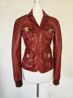 Dsquared² Vintage Red Leather Biker Jacket - Size 40 Italian - Genuine Designer