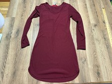 Hot Kiss Dress, Women's Size Medium, Red, Long Sleeve, Shirt Dress, Midi Length