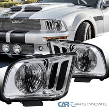 Fits 05-09 Ford Mustang GT Clear Headlights Driving Head Lights Lamps Left+Right