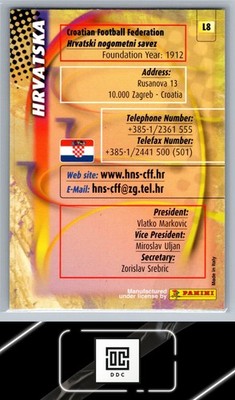 2002 Panini World Cup Japanese Edition #L8 Hravatska Federation