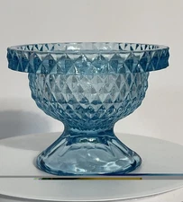 HTF- VTG Viking Fairy Lamp Diamond Point BASE ONLY  - Azure Blue  - GREAT COND!