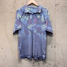 Tommy Bahama IslandZone Polo Mens XL Blue Tropical Leaf Print Resort Hawaiian