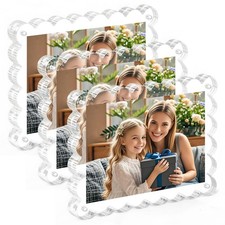 3Pack Magnetic Acrylic Picture Frames 5 7 Inch - Scalloped Photo Frame with 1...
