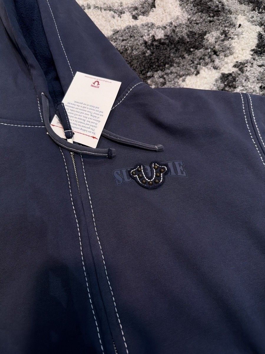 Supreme True Religion Zip Up Hooded Sweatshirt Size XL FW25 Blue