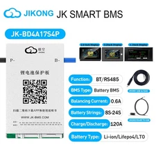 JK Smart BMS 8-24S 120A Liion Lifepo4 Battery 0.6A Active Balance BMS BT/LCD Lot