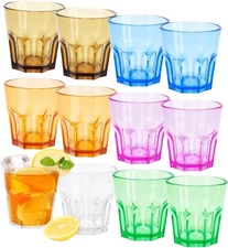 Plastic Drinking Glasses Set of 12, Unbreakable Coloured Water Tumbler, Acrylic 