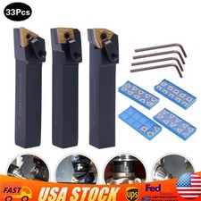 3Pieces 16mm Shank Lathe Turning Tool Holder Set With 33pcs Carbide Inserts New