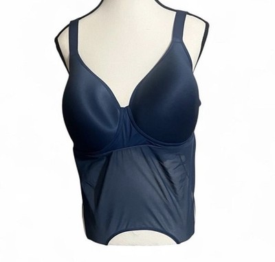 Adore Me Sports Bra Sz 42 D Blue Sheer Mesh High Compression
