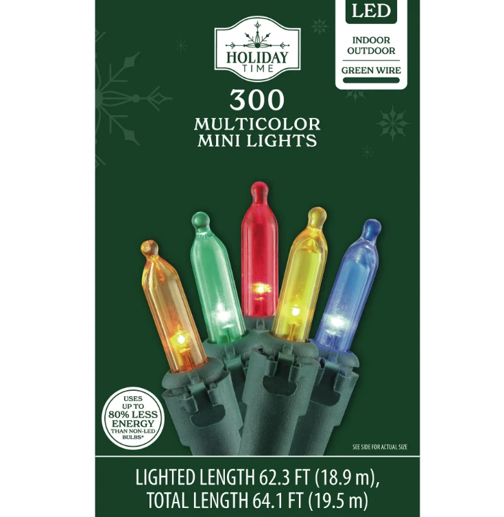 Indoor/Outdoor 300-Count LED Mini Christmas String Lights, Multicolor, 62.3', by - Image 4 of 4