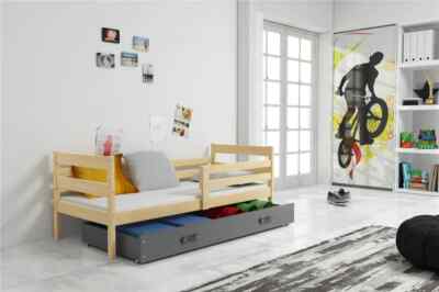 Kinderbett mit Matratze Jugendbett 80x190 Eric Schublade Kiefer Einzelbett 20