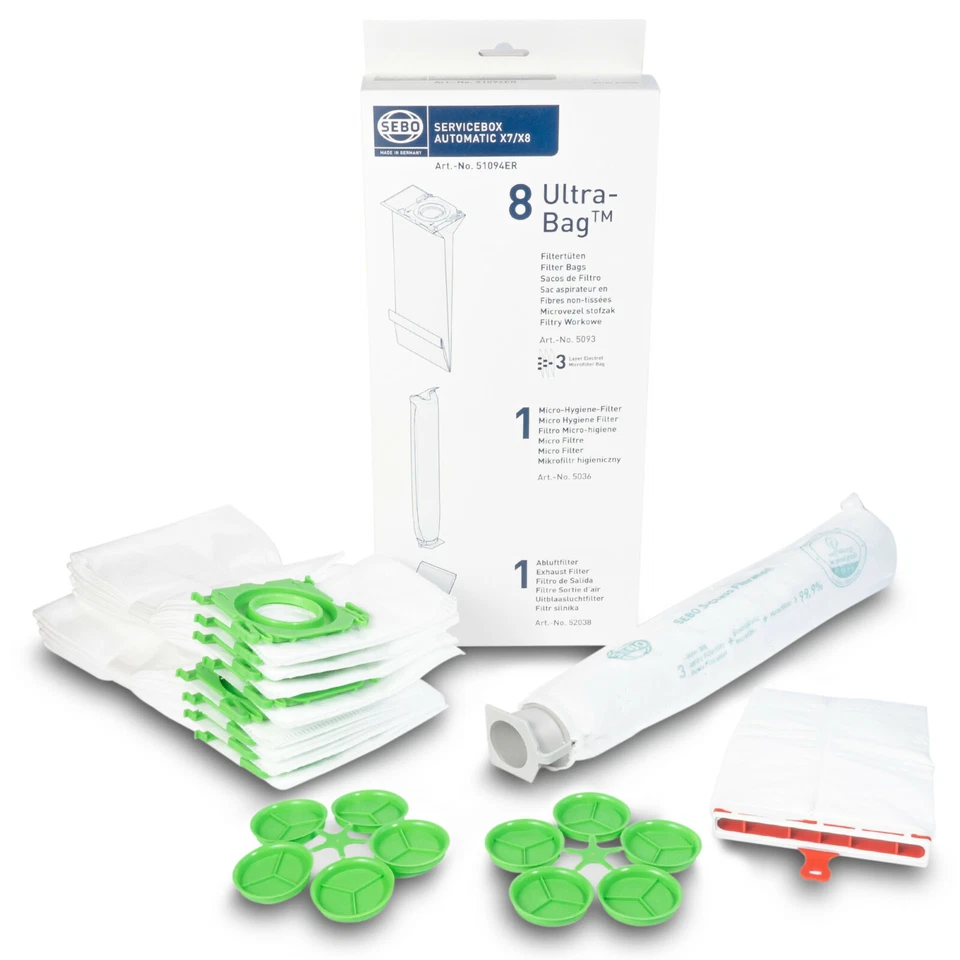 SEBO Servicebox 51094ER Staubsaugerbeutel Filter für Serie X7 und X8 Staubsauger