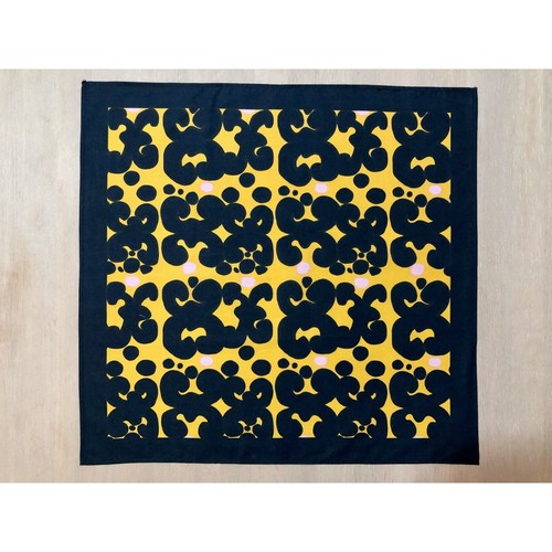 Marimekko Scarf, Blue and Yellow Bandana with Geometric Print, 21" - Picture 2 of 7