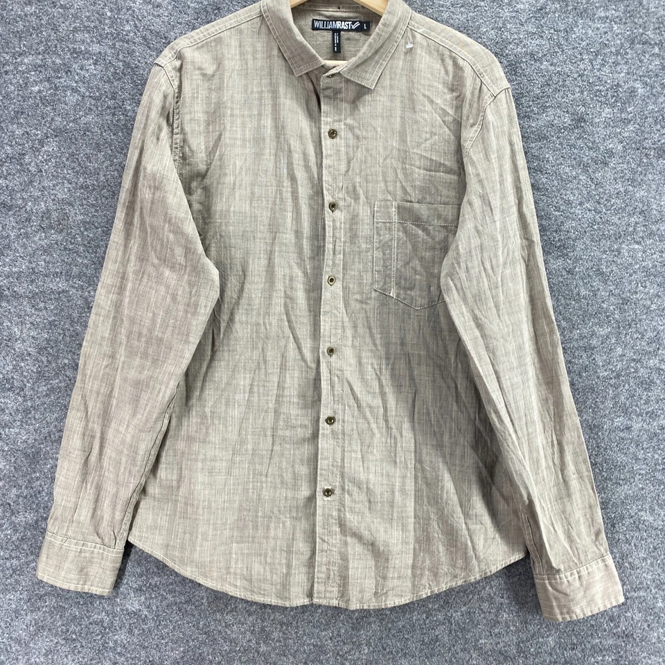 Camisa masculina William Rast G grande cinza gola alta manga longa algodão casual - Imagem 4 de 4