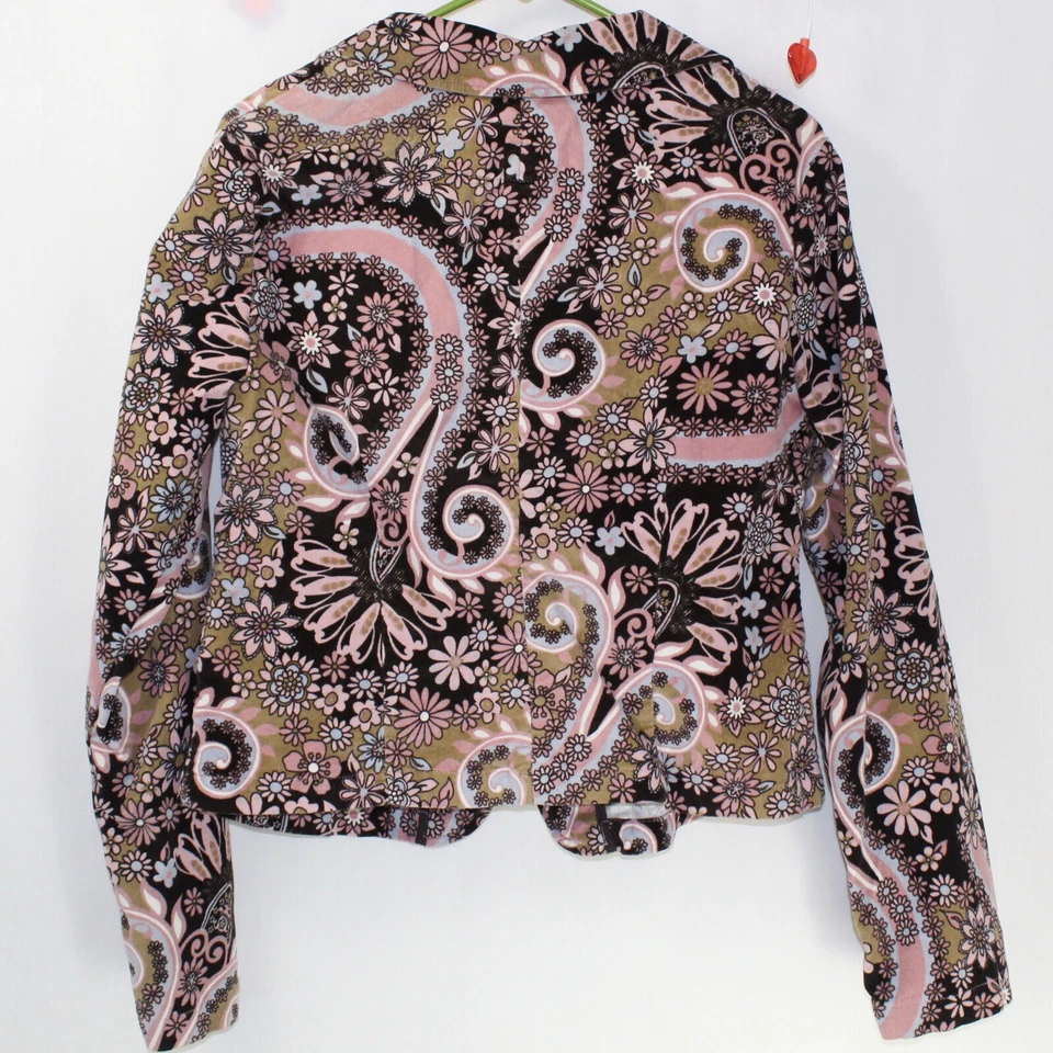 Blazer Vintage Groovy Rosa y Marrón Pana Floral Mujer’s XL MY Michelle Foto 2 de 4