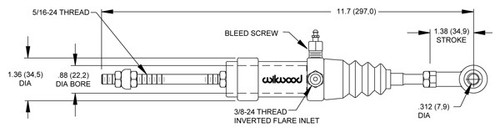 Cilindro esclavo de embrague tipo tracción de aluminio Wilwood Engineering N.º de parte: 260-1333 - Imagen 2 de 2