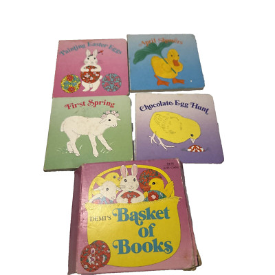 Demi's Basket of Books Set of 4 Easter Spring 1989 Board Books Grosset Dunlap