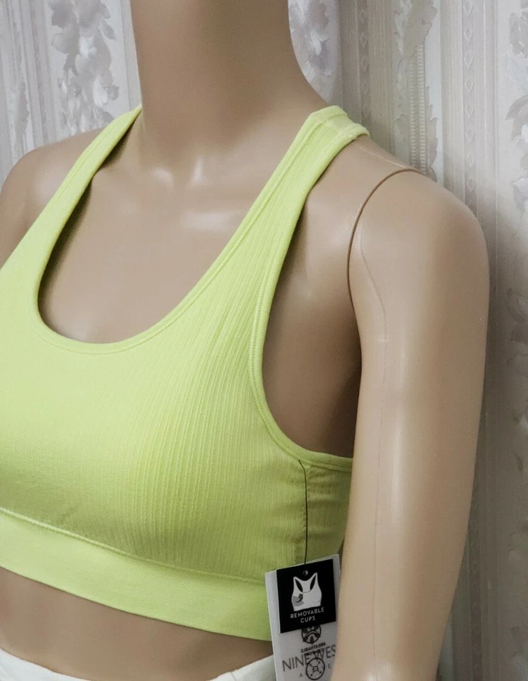 Nine West Active | Neon Green Sports Bra | Sz, Small Removable Cups Racerback - Imagem 3 de 4