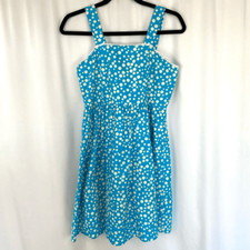 Pinky Brand Dress Girls Sz 16 Aqua Blue  White Polka Dot Sleeveless