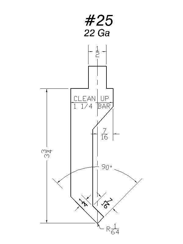 PRESS BRAKE DIE 90 DEGREE 1/4 INCH GOOSENECK FORMING PUNCH #25 12 INCH 