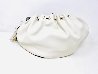 Simon Miller Fava Ruched Vegan Leather White Clutch Women's Handbag