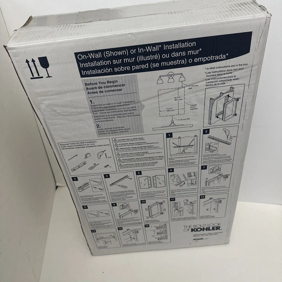 "Botiquín de baño de una sola puerta Kohler CB-CLC1526FS con espejo 15""x26""x5""" Foto 3 de 4