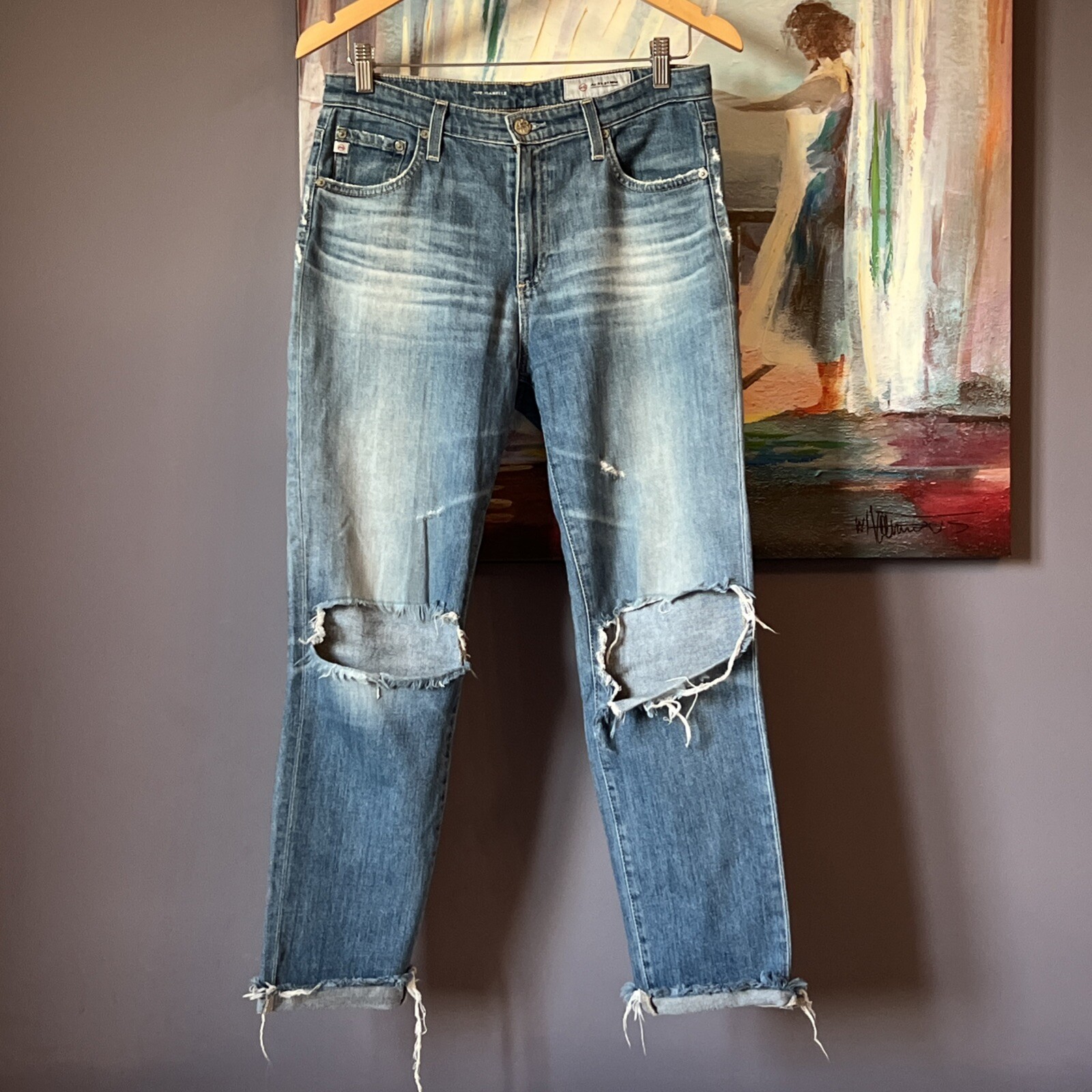 AG Jeans Sz 28R The Isabelle High Rise Straight Crop in 13 Years Saltwater 💖