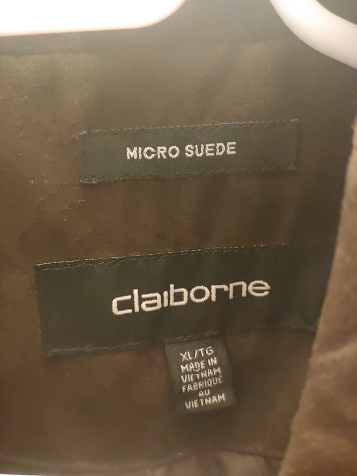 Claiborne Mens Micro Suede Jacket Brown Sz XL Full Zip Barn Style Citycore - Image 2 of 4