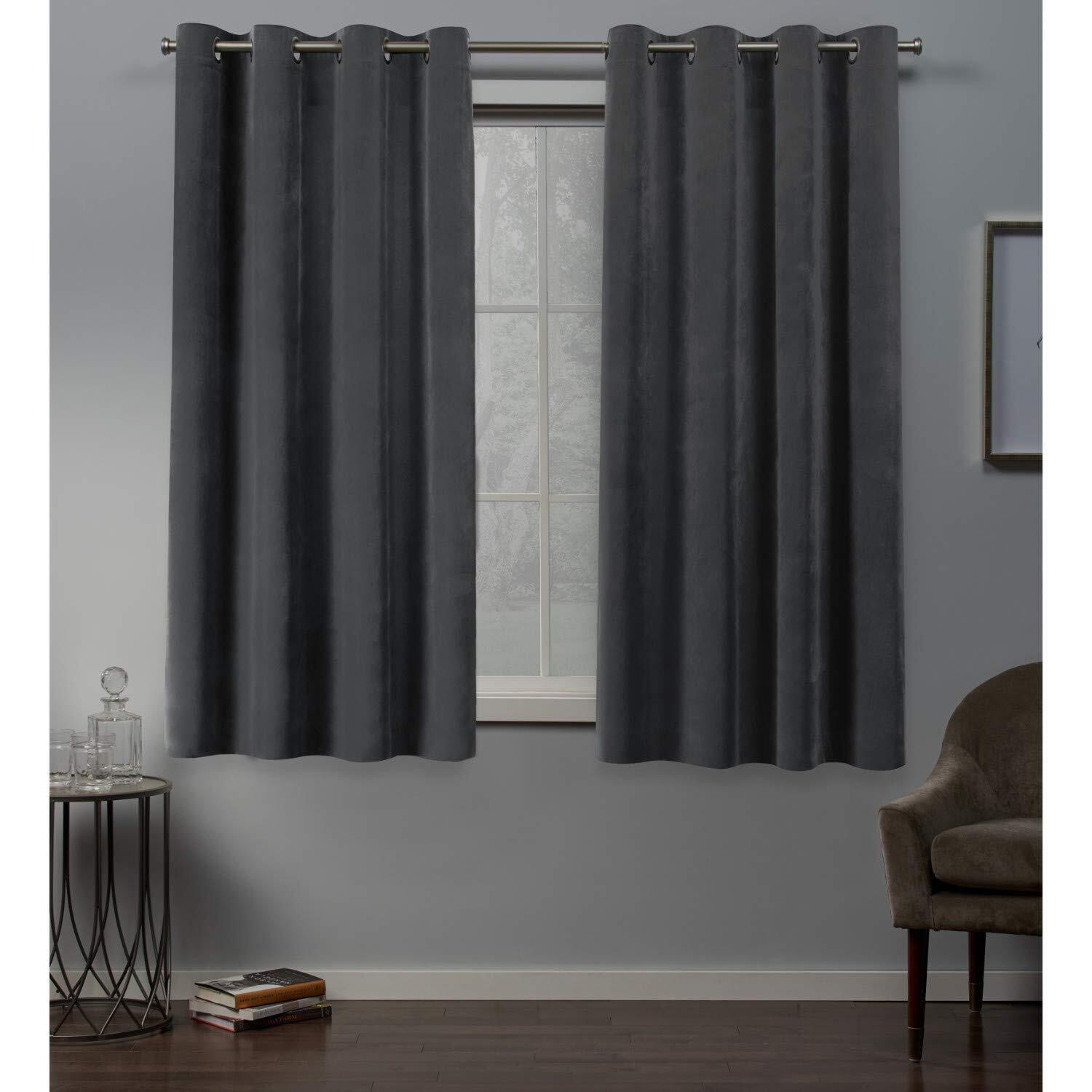 Exclusive Home Velvet Heavyweight Light Filtering Grommet Top Curtain Panel Pair