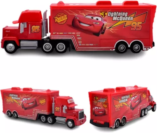 Disney Pixar Cars No.95 Lightening Mcqueen Hauler Truck + Mini Car 1:55 Diecast - Picture 7 of 15