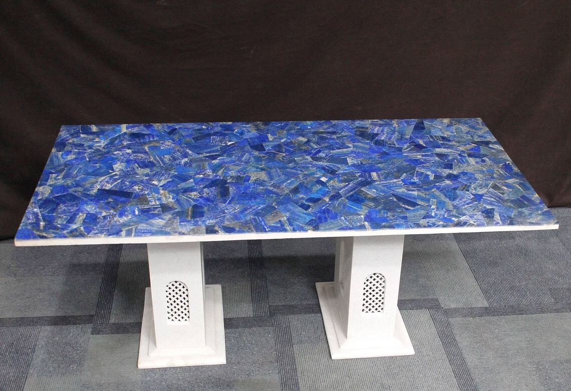 36x22 Inch Lapis Lazuli Stone Handmade Slab Table Top for Dining or Breakfast