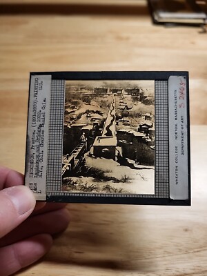 Vtg Magic Lantern Slide-Landscape And Bridge-Painting By Preston Dickinson