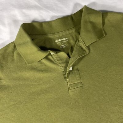 Sonoma mens sage green two button short sleeve pique polo shirt