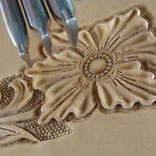 3-Piece Small Vertical Thumb Print Leather Stamp Set, Stainless Steel Tools