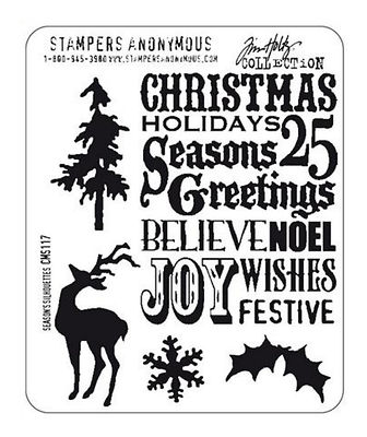 5 Stempel Weihnachten Rentier Christmas , Cling mounted stamps, Tim Holtz 0029