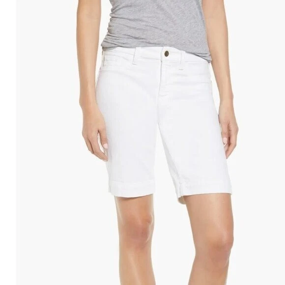 NWT JEN7 by 7 For All Mankind High Waist Denim Bermuda Shorts White 12