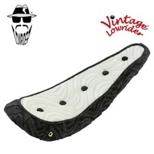 17" LONG VINTAGE LOWRIDER POLO VELOUR SADDLE W/BUTTON BLACK/WHITE FOR 20" BIKES