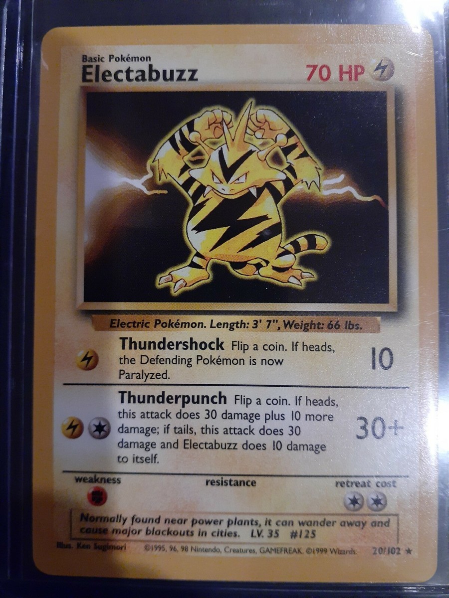 rare electabuzz pokemon card Pokemon Base Set Rare Electabuzz #20