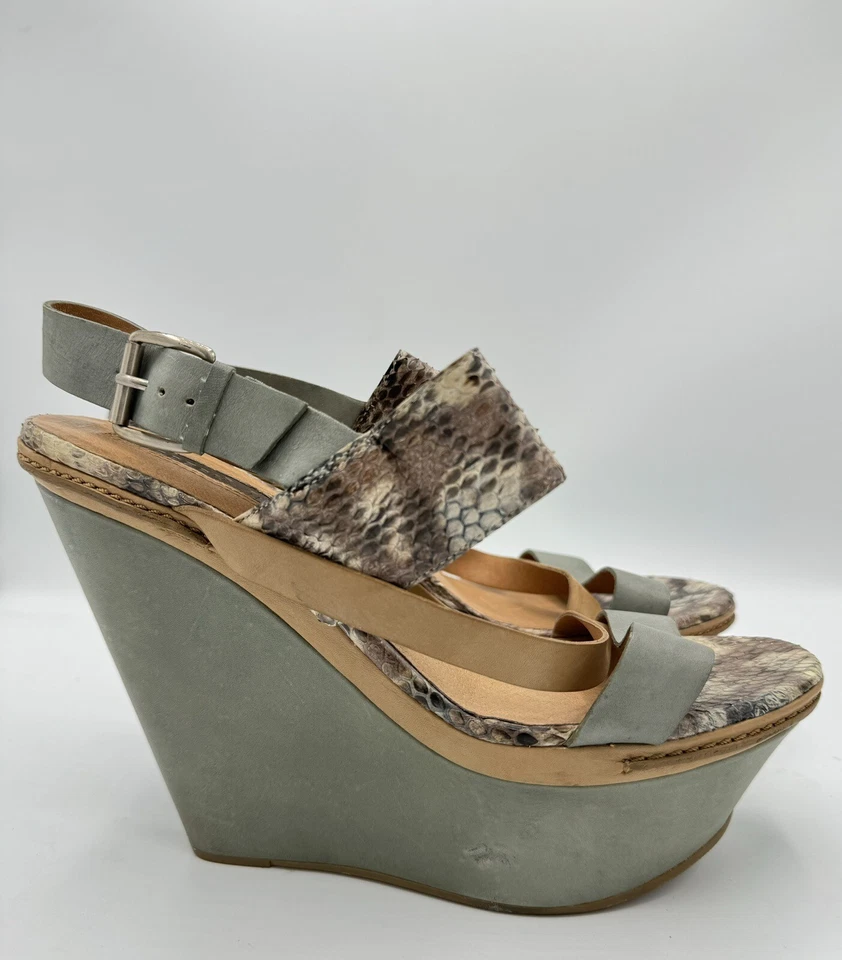 Modernos tacones vintage de plataforma de cuña de cuero VERA, talla 39 Foto 3 de 4