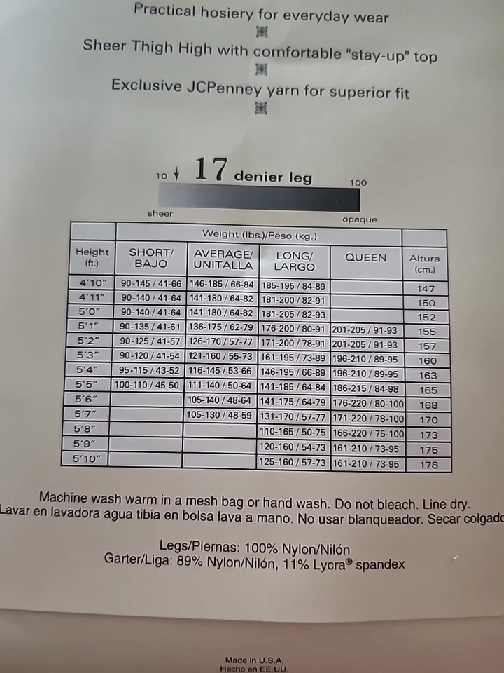 Worthington Sensible Muslo Elástico Transparente Talla Alta LARGO, Color HUESO Foto 3 de 3