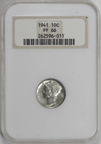 1941 Proof Mercury Dime 10c NGC PF66, Old Fatty Holder [BN011]
