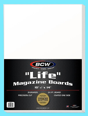 25 BCW LIFE MAGAZINE SIZE 10-7/8'' x 14'' WHITE BACKING BOARDS Lobby Card Storage