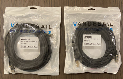 Vandesail CAT7 SSTP Patch Cord - Black 16.4 Feet - Two Pack