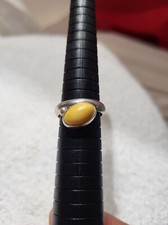 BUTTERSCOTCH AMBER Color Stone 925 Sterling Silver Ring Sz 8" - NICE Design