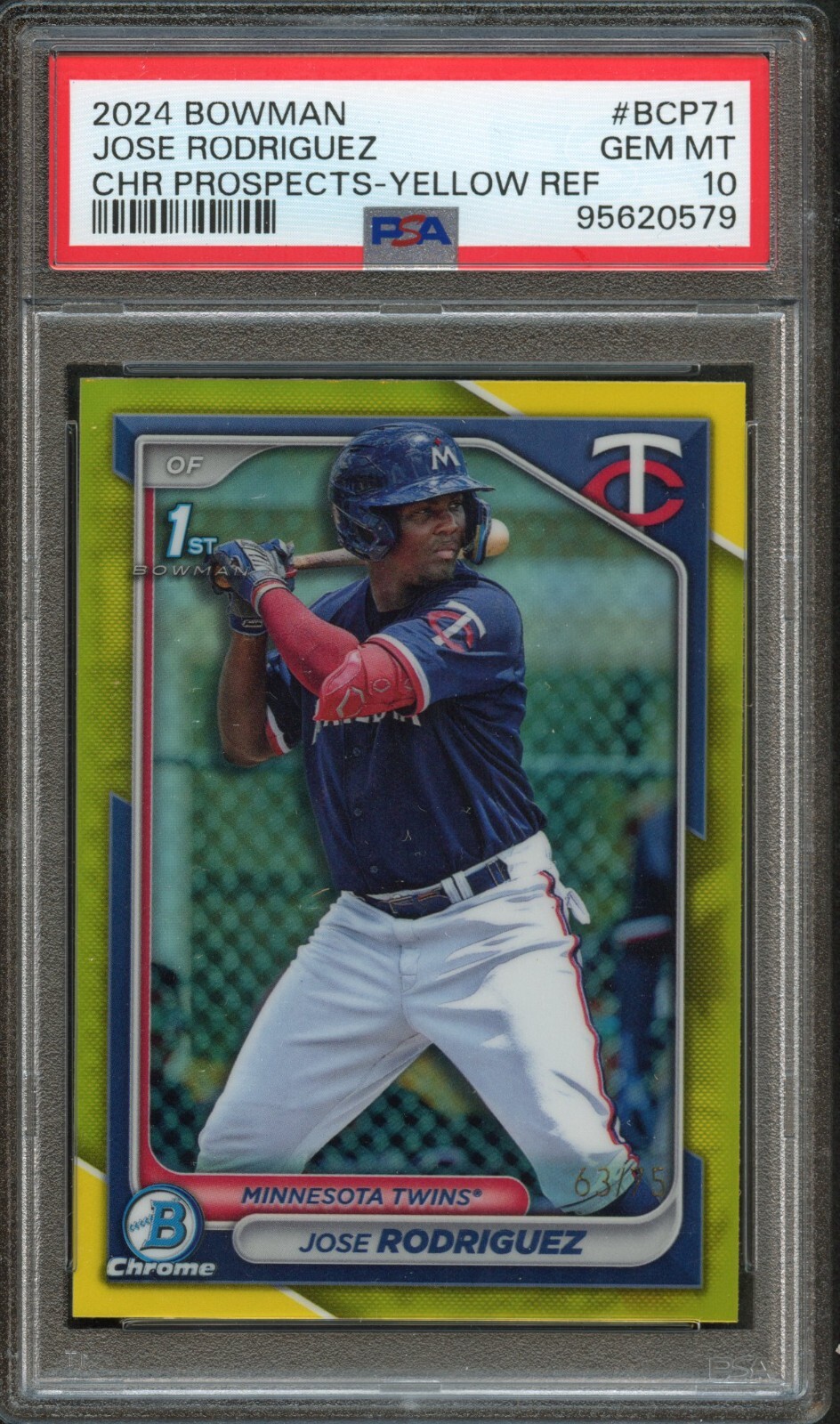 BB - 2024 Bowman Chrome - Yellow - 63/75 - #BCP71 - Jose Rodriguez  - PSA 10